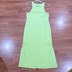 aerie Sleeveless Lime Green Midi Tank Dress
